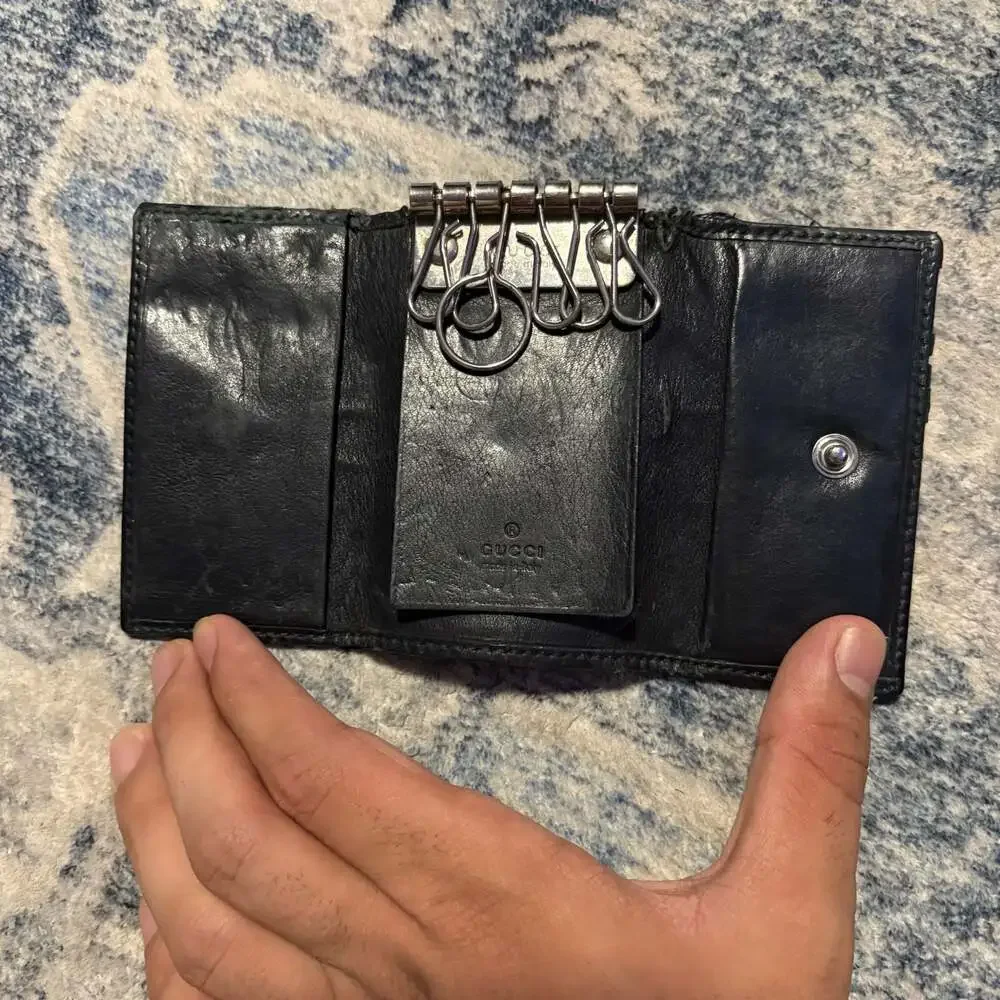 Gucci Black GG Canvas and Leather 6 Hook Key Holder Case